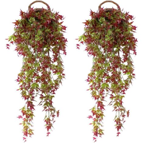Pièces Artificielle Lierre Faux Lierre Artificielle Suspendue Vigne Plantes pour le Mariage Mur Intérieur Extérieur Balcon Clôture Treillis, Rouge