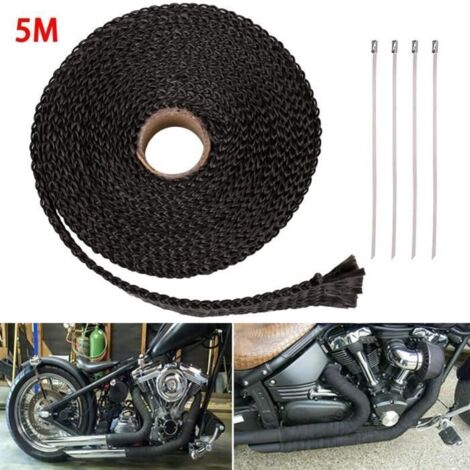 Pièces Auto,Collecteur d'échappement en rouleau noir,5M,Fiber de verre,bande thermo-enveloppante,bande d'isolation - Type black