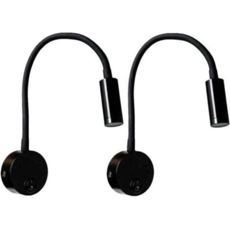 Pieces Black 3W Wall Reading Lamp, Flexible Adjustable Neck Aluminum Wall Sconce Desk Lamp, Bedside Lamp with LED Switch