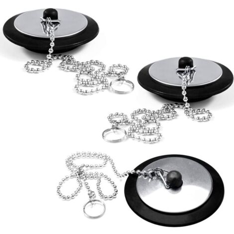 Pièces Bouchon Baignoire Universel,Bouchon de Lavabo avec La Chaîne à Billes Bouchon,Bouchon d\'Evier Cuisine,pour Évier,Salle de Bain et Cuisine