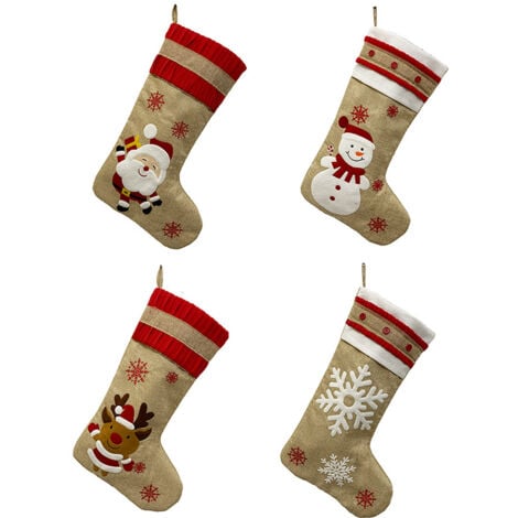 Pieces Christmas Hanging Stockings Large Christmas Stocking Tree Fireplace Decoration Santa Claus Reindeer Snowmen Christmas Stocking for Candy Cookie Gift Bag Christmas Socks（3）