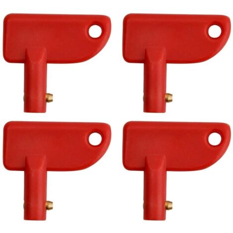 Pièces Clés pour Interrupteur de Batterie de Voiture, Clé de Commutateur D'Isolateur de Batterie, Clé Coupe-Batterie Rouge, Clé Coupe Circuit Batterie pour Camion Voiture Bateau
