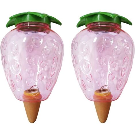 Pieces Cone Watering Bottle 500ML, Clay Pebble Indoor Plant, Automatic Irrigation Systems for Planting Pots, Water Dispenser for Plants, Watering Holidays, Transparent Balls (Strawberry)
