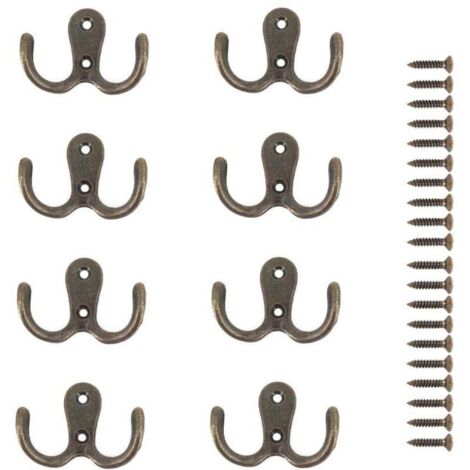 Pièces Crochet a Vis Double Métal Crochets et Patères Rangement pour la Maison étagères Tiroirs Casiers Bain(Bronze)