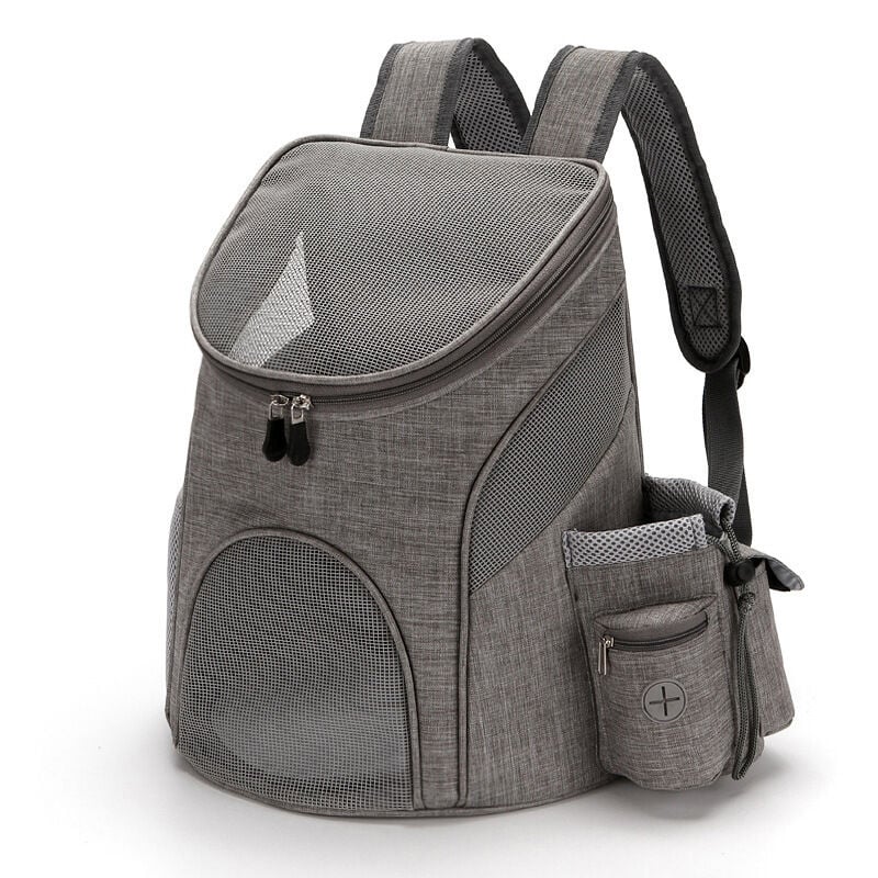 LIFCAUSAL Sac à dos de voyage pliable multifonction pour chien et chat - Portable avec compartiments pratiques en gris tacheté S