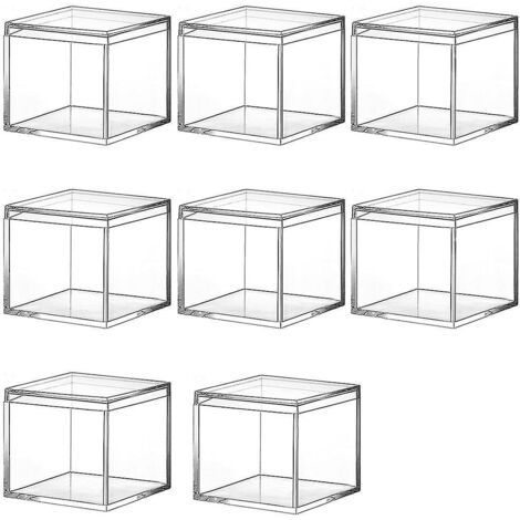 pièces de boîte à bijoux carrée en plastique acrylique transparent avec couvercle - Mini boîte de rangement carrée