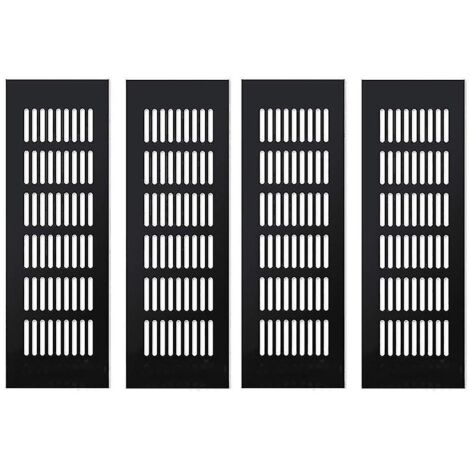 pièces de grille de ventilation, grille de ventilation murale à persiennes pour placards et réfrigérateurs, noire 80 x 250 mm