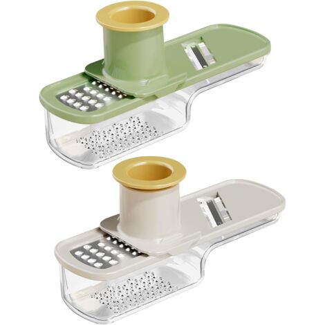 pièces de mini trancheuse à mandoline 3 en 1 –râpe à ail au gingembre, hacheuse de légumes avec récipient, ustensiles de cuisine portatifs faciles à tenir, protection de sécurité, adapté au camping