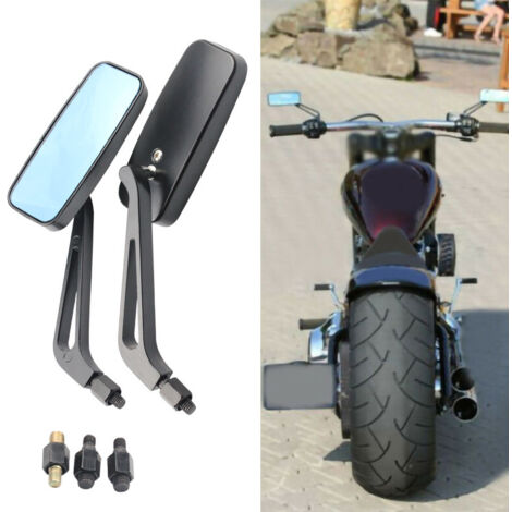 Pièces de moto carrées en verre bleu et métal, guidon de vélo rétro, rétroviseur, rétroviseur latéral.