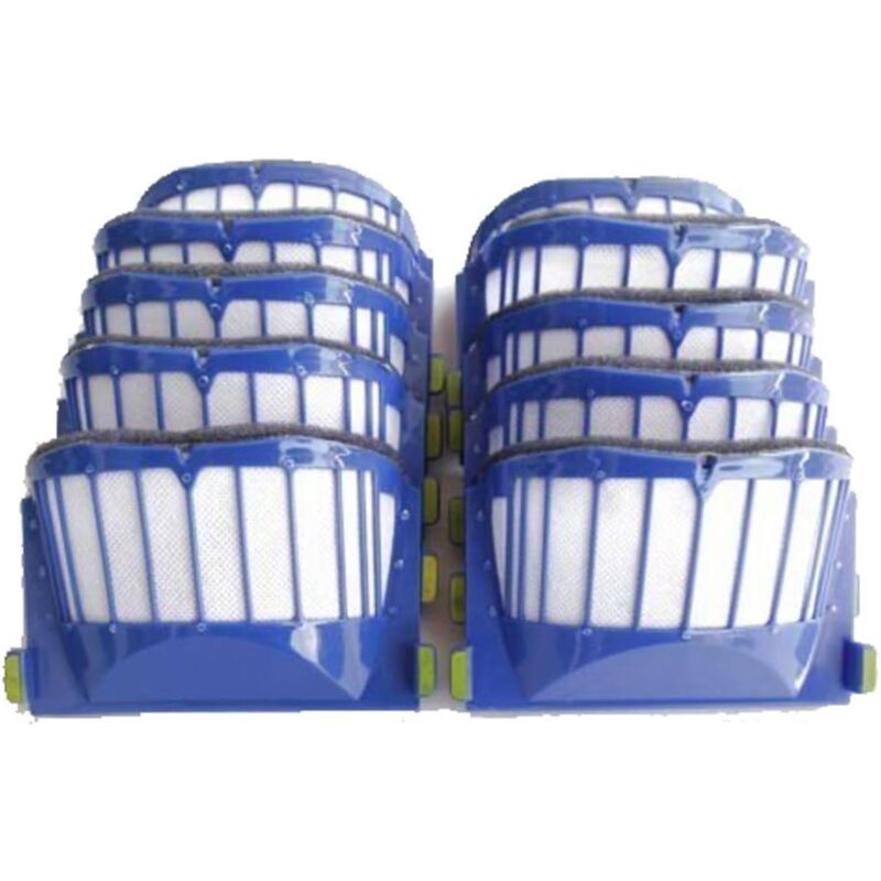 Pièces de rechange 10 x Kit de filtres Aero Vac compatibles avec iRobot Roomba 500 600 Series 536 550 614 620 630 645 650 660 665 671 675 6 675 6 6