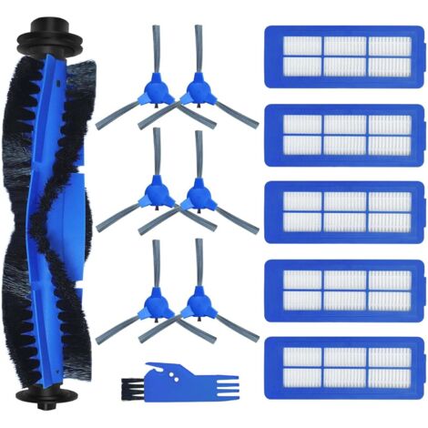 Pièces de rechange compatibles avec les aspirateurs robot Eufy Robovac 11S Max, 15C Max, 30C Max, G20, G30, G30 Edge, G32 Pro. Le kit comprend 5 filtres Unibody, 6 brosses latérales, 1 brosse