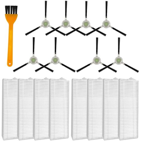 Pièces de rechange compatibles avec les aspirateurs robots Lefant M210/M210S/M210B/M213 et OKP Life K2/K3/K3A/K4/K5 - 8 brosses latérales, 8 filtres HEPA