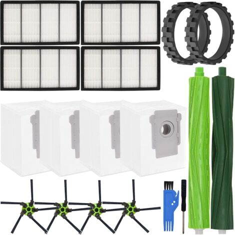Pièces de rechange et accessoires pour aspirateurs robots iRobot Roomba S9 (9150) Plus et S9+ (9550) : 1 jeu de brosses en caoutchouc multi-surfaces, 4 brosses latérales, 4 filtres, 4 sacs à poussière