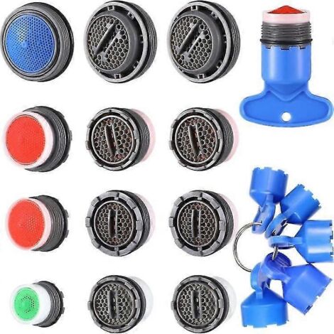 Pièces de rechange pour aérateurs de robinet et ensemble de 5 clés de démontage pour aérateurs de robinet (12 pièces).