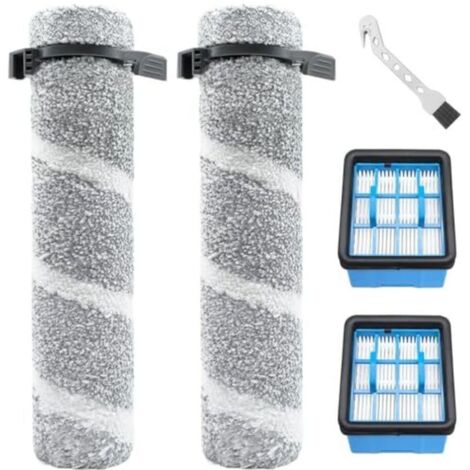 Pièces de rechange pour Bissell CrossWave OmniForce Edge 4076, 4087, 4000, 4006, 4007, 4008, 4017, 3912, 3999 aspirateur, ensemble d'accessoires 2 rouleaux de brosse + 2 filtres