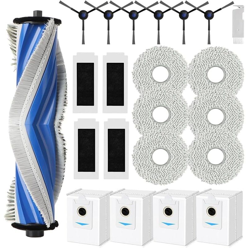Pièces de Rechange pour ECOVACS DEEBOT T30S/ T30S Pro Aspirateur, Kit d&39accessoires Comprenant 1 Brosse Principale, 4 Filtres