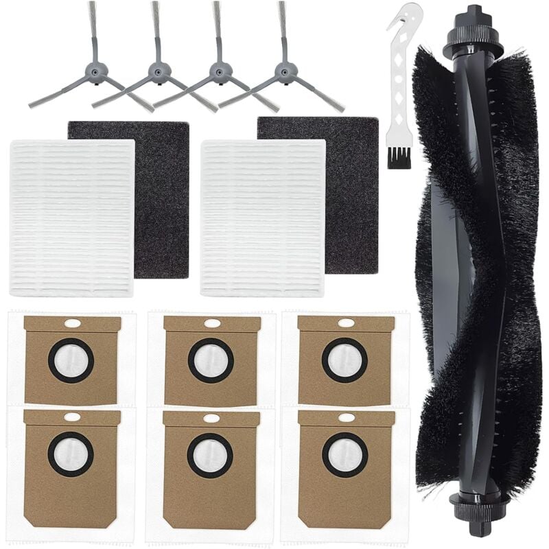Applicable Pièces de rechange pour Eufy Clean L60, L60 SES, L50, L50 SES aspirateur robot, brosse principale + 6 sacs à poussière + 4 brosses