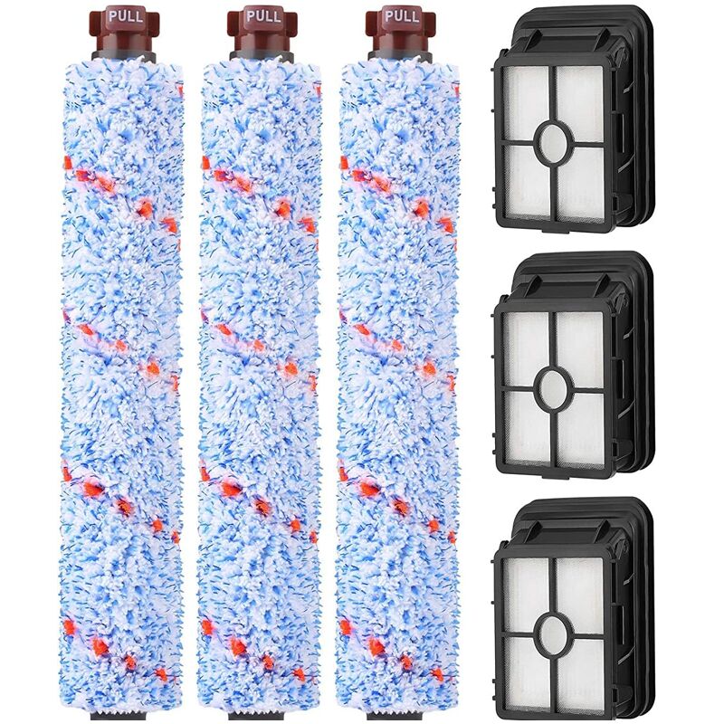 Coocheer - Pièces de rechange pour filtre à rouleau de brosse compatible Bissell CrossWave, 3 accessoires de brosse et 3 filtres à vide pour Bissell