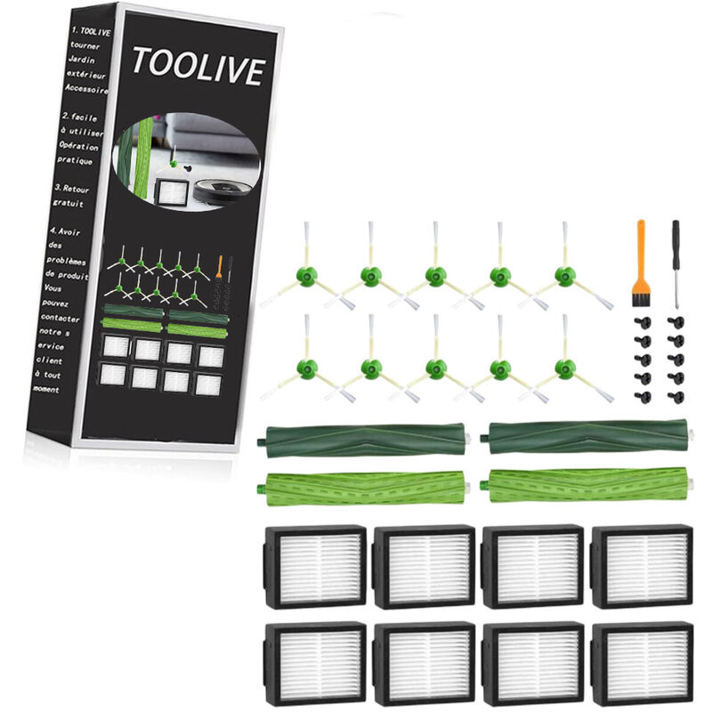 Toolive - Pièces de Rechange pour iRobot Roomba E5 E6 i7 i7+ i3 i3+ i4 i4+ i6 i6+ j7 j7+, Kits Accessoires Remplacement pour Roomba i/e/j Séries, 4