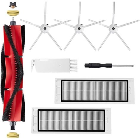 Pièces de Rechange pour Xiaomi Roborock S5 Max S6 Max S6 Pure S6 MaxV S50 S51 S55 S5 S60 S65 S6 Aspirateur, Brosse Principale Amovible, Filtres HEPA, 5-Bras Silicone Brosses Latérales Blanc