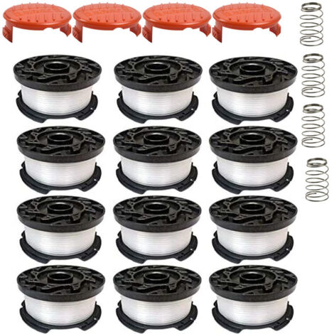 Pièces de rechange Weed Eater pour Black Decker AF-100, 9,1 m 0,065" Bobines de rechange pour coupe-bordures (12 bobines + 4 capuchons + 4 ressorts)