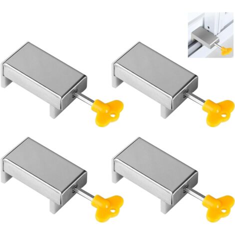 Pièces de verrouillage pour fenêtre coulissante, verrou de fenêtre réglable, verrou de sécurité enfant avec clé, loquet de fenêtre coulissante, argent