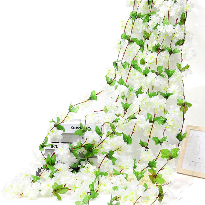 Yzmrbdqc - pièces de vignes de fleurs de cerisier artificielles, plantes suspendues, guirlande en soie, fausses fleurs de cerisier pour la maison, le