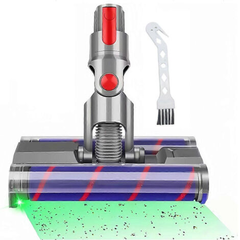 Pièces détachées pour aspirateur V7 V8 V10 V11 V15 : tête de brosse rotative à double rouleau souple avec lumière LED pour sols durs