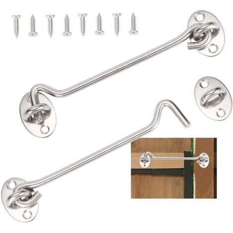 ODIPIE pieces door latch stainless steel 15cm door hook silver window hook storm hook with screws