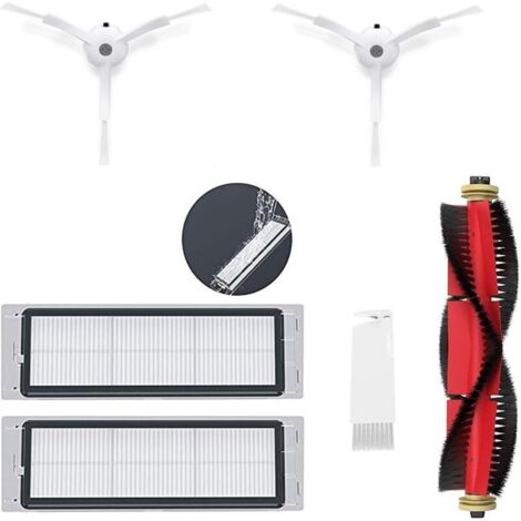 Pièces d'usure d'origine - Brosse principale lavable - Filtre latéral - Pièces de rechange compatibles avec Xiaomi MI Robot Roborock S50, S51, S55 S5Max & S6 (Set I) H640