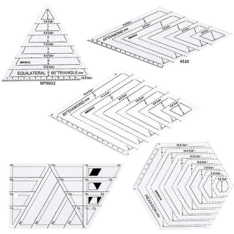 pièces/ensemble de règles graduées pour patchwork, couture et quilting, idéales pour les triangles et les travaux manuels.