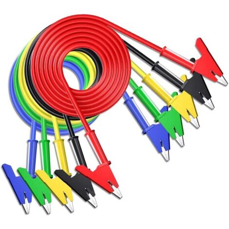pièces fils de test de pinces crocodiles cable de fil de crocodile à double extrémité avec clips isolants testez le cable de cuivre flexible pour les tests électriques 3,3 pieds/1 m