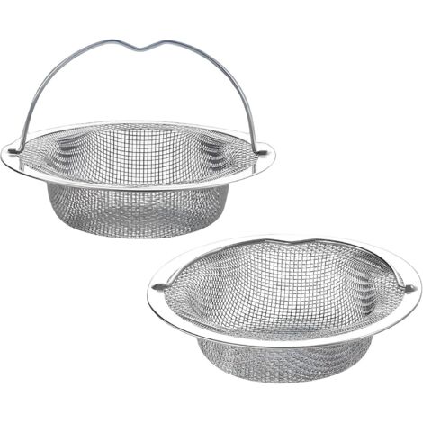 Pièces Filtre Évier Cuisine, 11 x 7 x 2 cm Grille Evier Cuisine Crépine d'Évier Réutilisable Bouchon Evier Cuisine en Acier Inoxydable avec Poignée de Transport pour Évier de Cuisine Salle de Bain