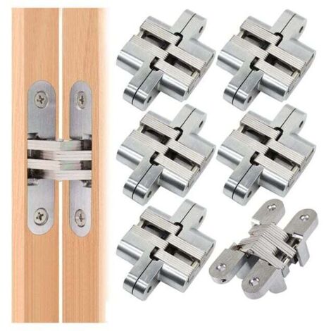Pieces Folding Hinge Hidden Cross Hinges, Hidden Hinge Lock, Arched Cabinet Hinges, Steel Folding Furniture Door Easy Installation - Small MUMU