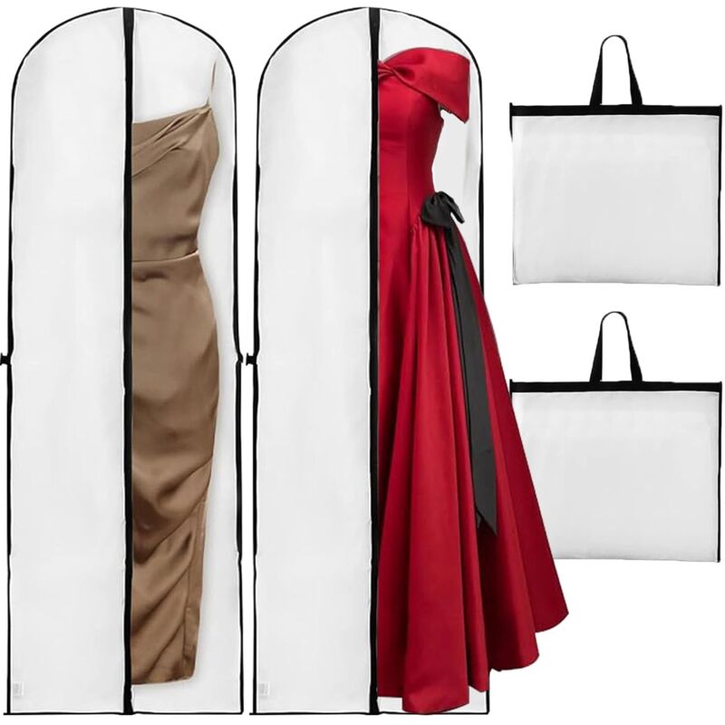 Tonchean - Pièces Housse Vetements à Suspendre, 180x60CM Pliable Housse Robe de Mariée, Anti Poussière Humidité Housses de Vêtements Long, Housse