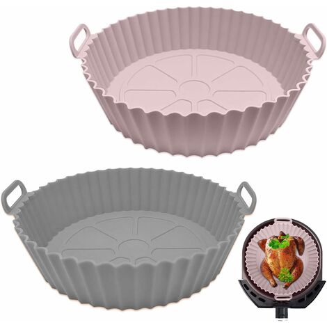 2-Pack Square Silicone Air Fryer Liners 8 Inch for 4 to 7 QT Reusable Air  Fryer Pot Air Fryer Inserts (Grey+Pink) - AliExpress