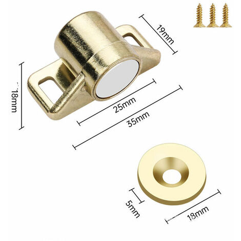 Pieces Magnetic Door Latches Cabinet Door Magnets with Stainless Steel Screws for Farmhouse Kitchen Cabinet Sliding Door Closer (Gold)