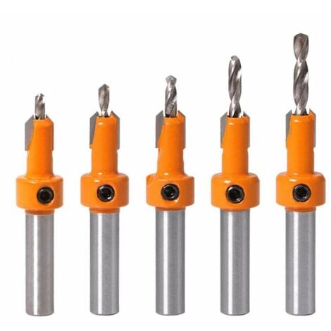 QIEDIE pièces menuiserie fraise bois chanfrein contre-mèche vis trou perceuse taraud perceuse pour forage du bois (arbre de 10 mm)