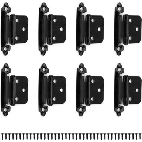Pieces Metal Hinges, Black Door Hinges Thickness 1.4 mm, Cupboard Door Hinges with 40 Screws, Suitable for Fixed Doors, Entrance Doors, Bedroom Doors