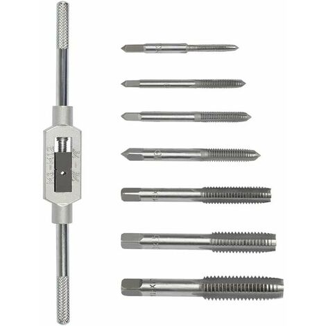 Metric Thread Tap Set, M3 M4 M5 M6 M8 M10 M12 7pcs Hand Threading Tool for  Wood, Plastic