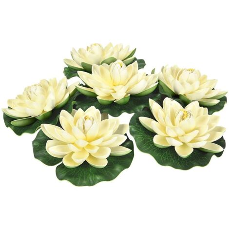 Pièces Nénuphars Artificiels Fleurs Flottantes Fleur de Lotus Flottante Nénuphars Lotus Nénuphar pour Fontaine d'Aquarium Bassin à Poissons Décoration de Bassin de Jardin