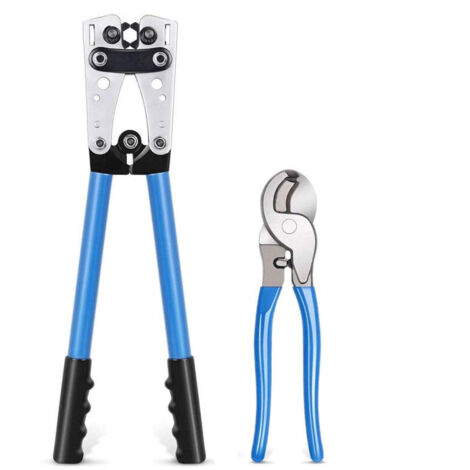 Pièces Pince à Sertir de Bornes - Pince Électricien à Cliquet avec Coupe-Câble pour Coupe et Sertissage de Câbles 10-1 AWG