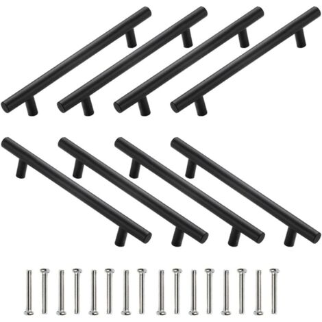 Pièces Poignées de Placard Boutons de Tiroir Poignée de Placard Poignées de Porte de Cuisine Poignées de Placard en Acier Inoxydable pour Placard Cuisine Chambre, Noir
