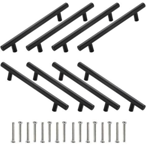 Pièces Poignées de Placard Boutons de Tiroir Poignée de Placard Poignées de Porte de Cuisine Poignées de Placard en Acier Inoxydable pour Placard Cuisine Chambre, Noir