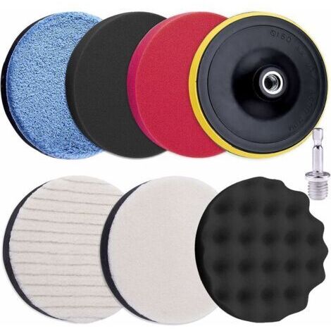 Pièces Polissage Pad 125MM Éponge de Polissage Kit de Tampons de Polissage de Voiture Éponge à Polir en Mousse Fixation de Polisseuse avec Adaptateur de Perceuse M14 pour Perceuse