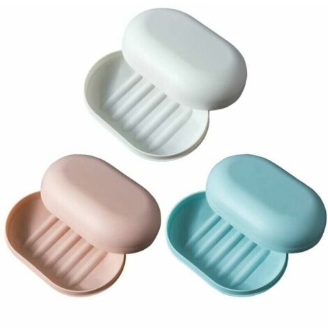 Pieces Porte-savon de voyage avec couvercle Boîte à savon de douche portable étanche et étanche pour voyage, salle de bain,camping, extéri (3 couls)