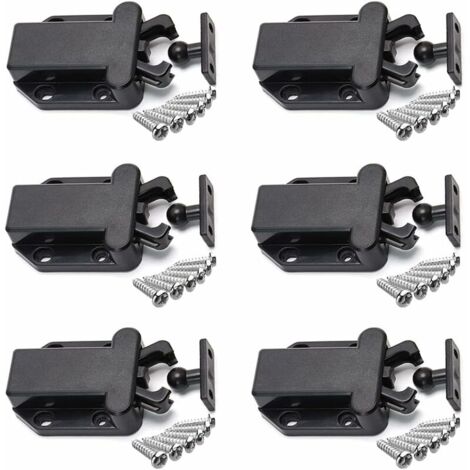 Pieces Push to Open Cupboard Latches Non-Magnetic Drawer Latches Furniture Cabinet Door Touch Release Catch, Black