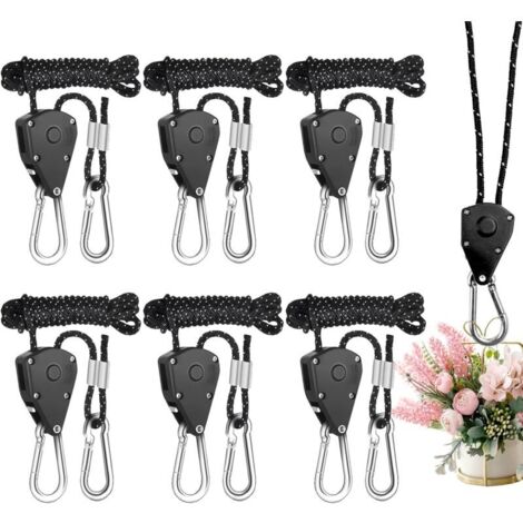 Pieces Reflective Tent Rope, 4M/Ø4mm Tent Ropes with Pulley, Adjustable Ratchet Rope, Nylon Climbing Rope for Camping, Tent, Tarp, Hiking, Hanging