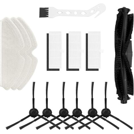 Pièces robot aspirateur, Kit d'accessoires pour robot aspirateur HONITURE Q6, 14 pièces, 1 brosse principale, 6 brosses latérales, 3 filtres HEPA, 3 serpillières