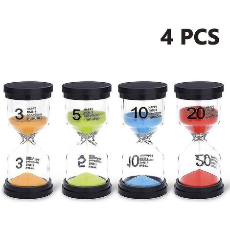 pièces sablier 4 couleurs sablier sablier 3 Min/5min/10min/20min minuterie pour enfants jeux salle de classe maison bureau cuisine utilisation